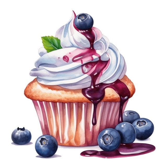 Капкейк с черникой — цифровая иллюстрация ученика Art Life